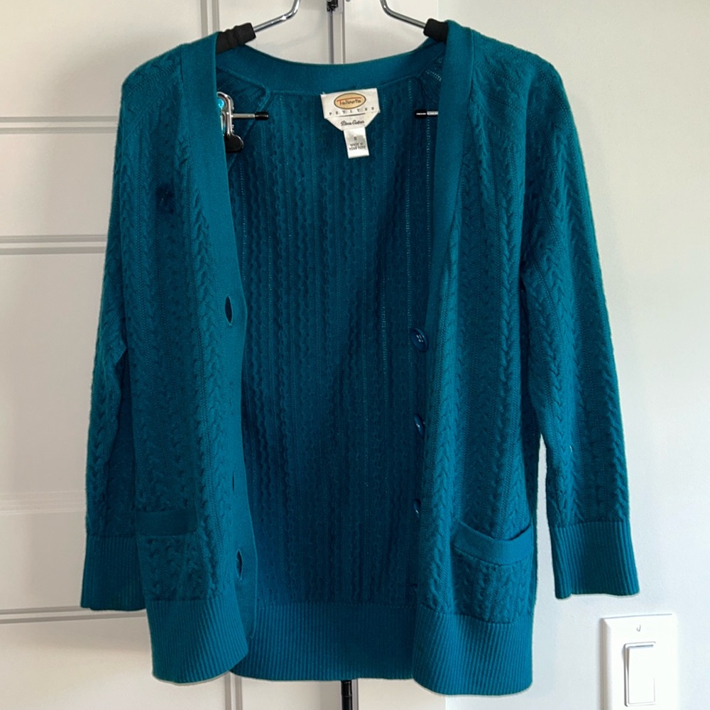 Teal button-up cardigan